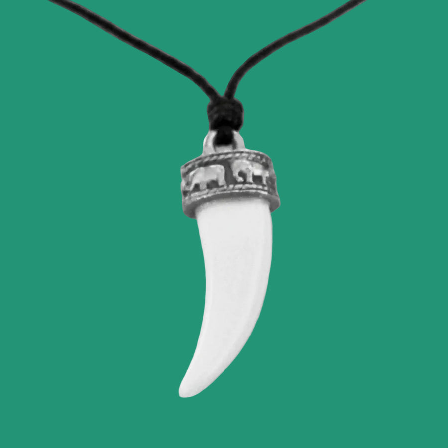 Resin Tooth Necklace - Adjustable Cord Necklace , Surfer Boy Mens