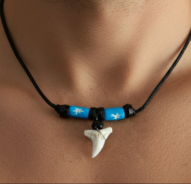 Shark Tooth Necklace White Teeth Pendant Gift for Boy Girl Men Women Surfer Beach