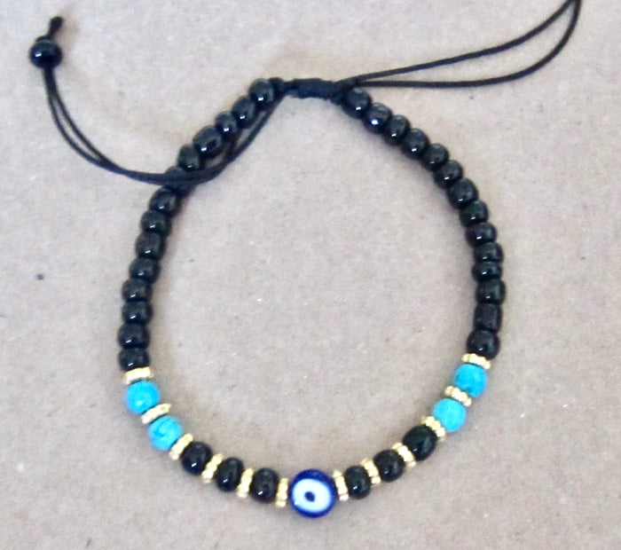 Evil Eye Bracelet Black Cord String Wristband Gift for Men Women Protection