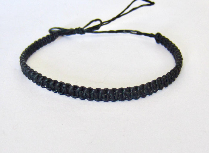 Men Bracelets White Black Cord Braided Wristband Friendship Surfer Jewellery Boho Gift in Black
