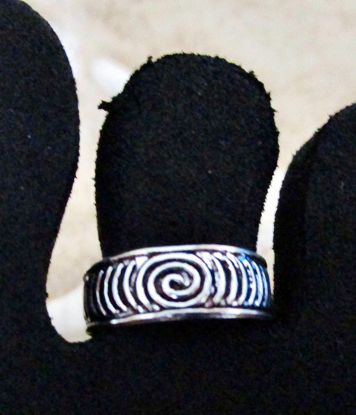 Sterling Silver 925 Toe Ring Adjustable Solid Band Swirl Midi Pinky Gift Girl Women
