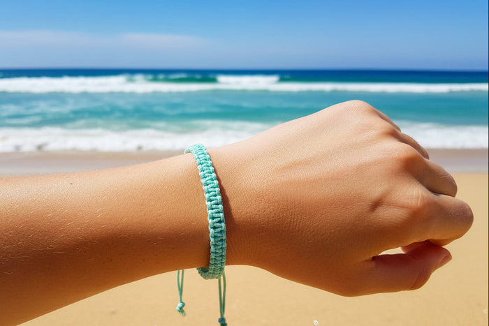 Mint Green Braided Hemp Bracelet, view 2