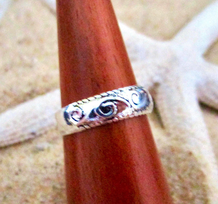 Toe Ring Sterling Silver 925 Adjustable Band Midi Pinky Beach Girl Womens