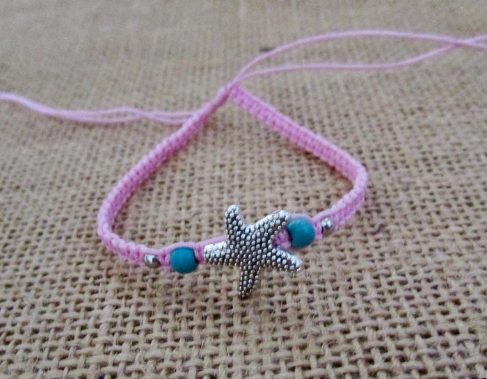 Bracelet Pink Cord Hemp Starfish Friendship Band Rope String Adjustable Anklet Girl Womens