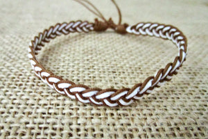 Braided Bracelet Brown Cord Hemp Wristband Friendship Band Adjustable Anklet Gift Men Women