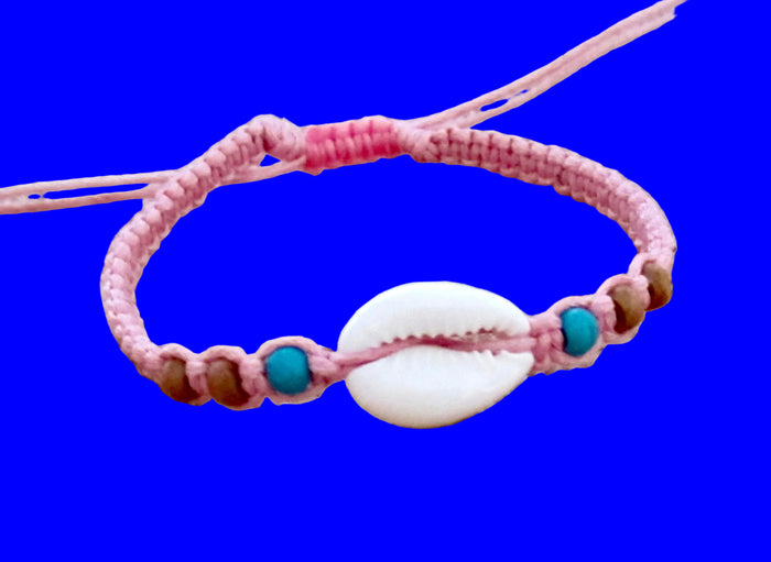 Natural Cowrie Shell Bracelet & Anklet | Pink Cord