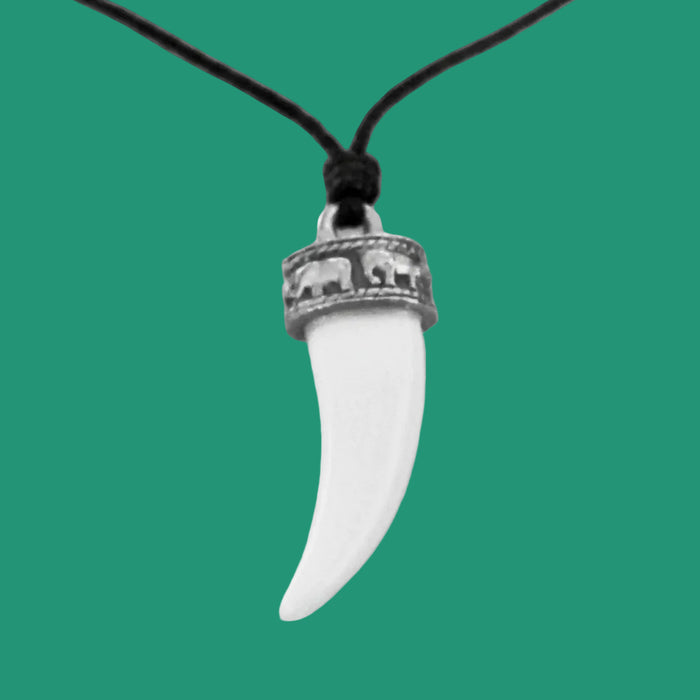 Resin Tooth Necklace - Adjustable Cord Necklace , Surfer Boy Mens