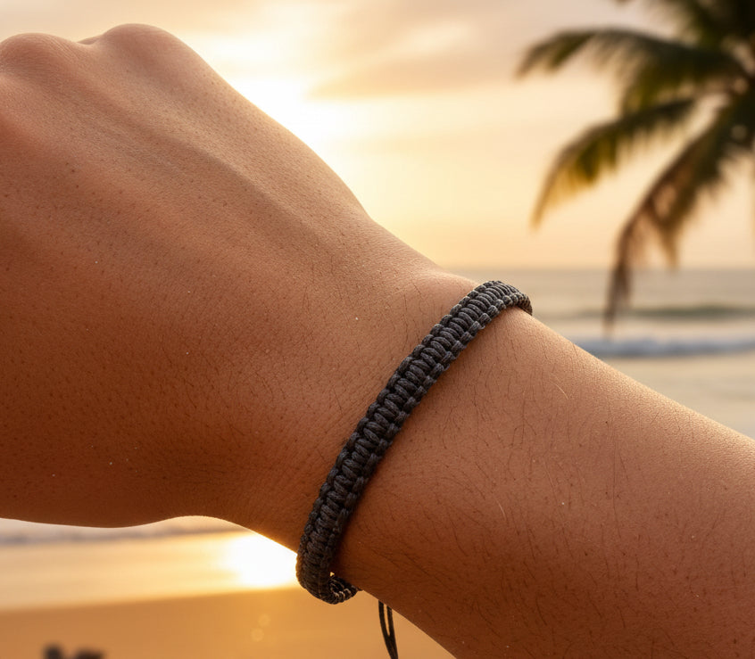 Brown Braided Cord Bracelet | Adjustable Sliding Knot