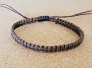 Brown Braided Cord Bracelet | Adjustable Sliding Knot