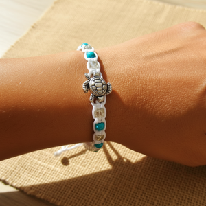 Sea Turtle Bracelet |Adjustable White Cord | Boho Surfer Womens
