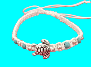 Sea Turtle Bracelet |Adjustable White Cord | Boho Surfer Womens