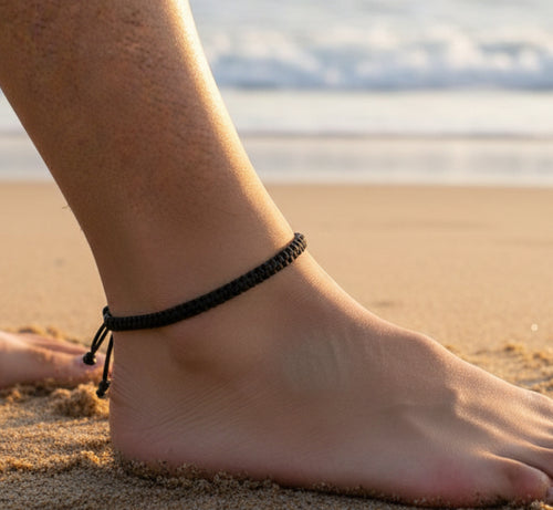 Bracelet Black Braided Cotton Cord Wristband Friendship Bracelet Adjustable Anklet Gift Mens Womens, view 3