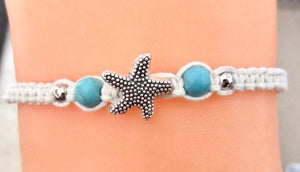 Braided Bracelet Starfish Charm Beige Cord Hemp Wristband Adjustable Anklet Friendship Girl Boy Womens, view 3
