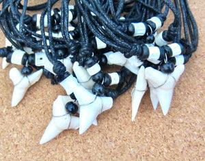 Shark Tooth Teeth Necklace Adjustable Black Cord Gift Surfer Boy Men Women, view 5