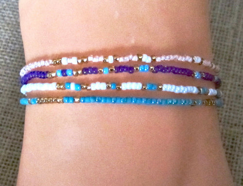 Purple Seed Bead Bracelet Anklet Adjustable Cord Boho Dainty Summer Beach Jewellery Minimalist Gift for Her, view 2