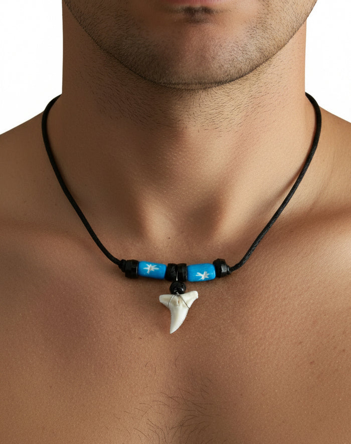 Shark Tooth Necklace White Teeth Pendant Gift for Boy Girl Men Women Surfer Beach