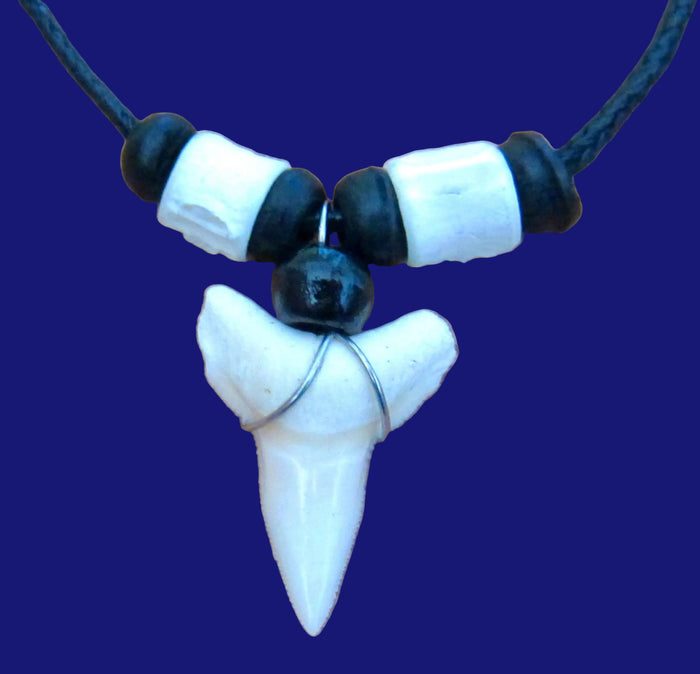 Shark Tooth Teeth Necklace Adjustable Black Cord Gift Surfer Boy Men Women, view 2