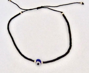 Evil Eye Bracelet Black Cord Adjustable Cord Wristband Good Luck Charm Protection Mens Womens, view 4