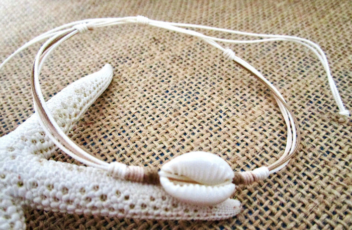 Shell Anklet Brown Hemp Cord Rope Adjustable Bracelet Boho Surfer Style