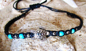 Turtle Bracelet Black Cord Charm Band String Adjustable Anklet Gift Boy Girl, view 3