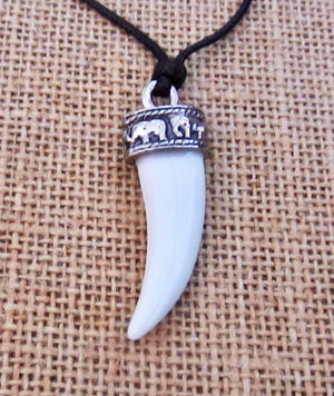 Shark Tooth Necklace White Teeth Adjustable Cord Surfer Beach Boys Girl Mens Women, view 3