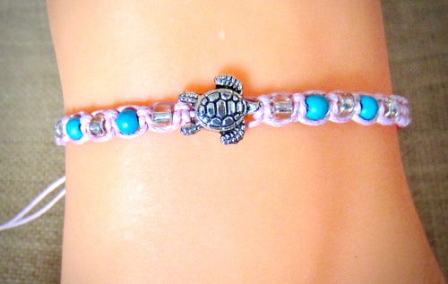 Bracelet Turtle Charm Pink Cord Hemp Braided Woven Friendship Wristband Gift Girl Women, view 2