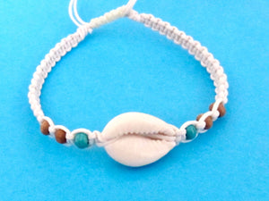 Bracelet Shell Beaded White Cord Hemp Braided Wristband Adjustable Anklet Beach Girl Women Men