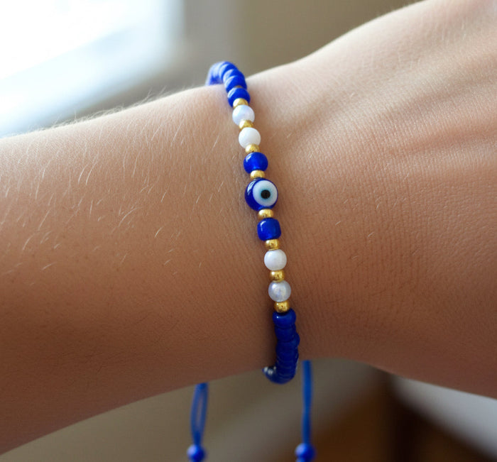 Evil Eye Bracelet Blue Cord Adjustable Cord Protect Gift Men Women
