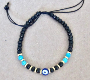 Evil Eye Bracelet Black Cord String Wristband Gift for Men Women Protection