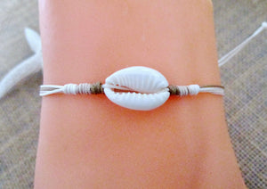 Shell Anklet Brown Hemp Cord Rope Adjustable Bracelet Boho Surfer Style, view 2