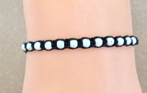 Friendship Bracelet Black Cord Hemp Wood Beads Tie Anklet Beach Boho Surfer Mens Womens, view 2