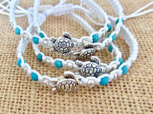Turtle Charm Bracelet Wristband Slide Wrap Anklet Friendship Band Gift Surfer Boho Style