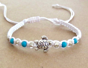 Turtle Charm Bracelet Wristband Slide Wrap Anklet Friendship Band Gift Surfer Boho Style, view 2