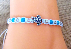 Turtle Charm Bracelet Wristband Slide Wrap Anklet Friendship Band Gift Surfer Boho Style, view 4