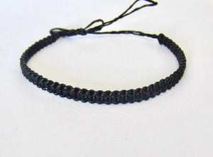 Men Bracelets White Black Cord Braided Wristband Friendship Surfer Jewellery Boho Gift in Black