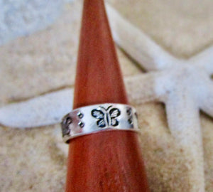 Toe ring sterling silver 925 adjustable size butterfly beach boho gift for girl women, view 3