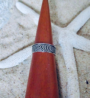 Sterling Silver 925 Toe Ring Adjustable Solid Band Swirl Midi Pinky Gift Girl Women, view 4