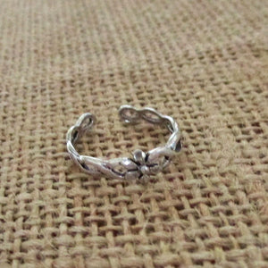 Sterling Silver 925 Toe Ring Adjustable Solid Band Midi Pinky Beach Girl Womens, view 2