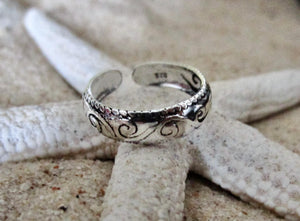 Toe Ring Sterling Silver 925 Adjustable Band Midi Pinky Beach Girl Womens, view 2
