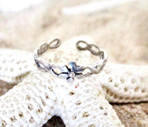 Sterling Silver 925 Toe Ring Adjustable Solid Band Midi Pinky Beach Girl Womens, view 3