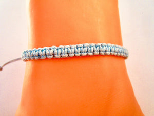Mens Bracelet Blue Cotton Cord Hemp Braided Wristband Adjustable Anklet Boho Womens
