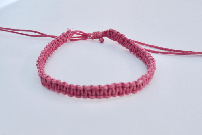 Bracelet Pink Cotton Cord Hemp Braided Wristband Adjustable Anklet Boho Surfer Mens Womens, view 2