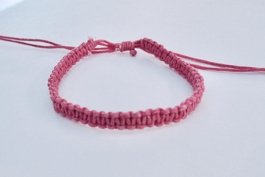Bracelet Pink Cotton Cord Hemp Braided Wristband Adjustable Anklet Boho Surfer Mens Womens, view 2