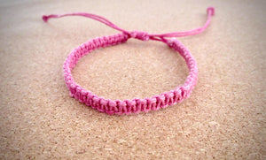 Bracelet Pink Cotton Cord Hemp Braided Wristband Adjustable Anklet Boho Surfer Mens Womens