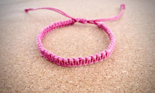 Bracelet Pink Cotton Cord Hemp Braided Wristband Adjustable Anklet Boho Surfer Mens Womens