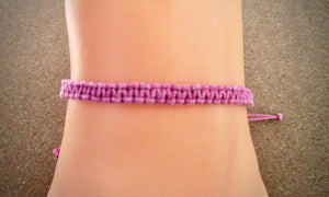 Bracelet Pink Cotton Cord Hemp Braided Wristband Adjustable Anklet Boho Surfer Mens Womens, view 3