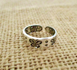 Toe ring sterling silver 925 adjustable size butterfly beach boho gift for girl women, view 2