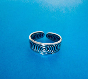 Sterling Silver 925 Toe Ring Adjustable Solid Band Swirl Midi Pinky Gift Girl Women, view 2