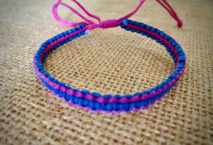 Bracelet Pink Purple Cotton Cord Braided Band String Rope Adjustable Anklet Boho Mens Womens