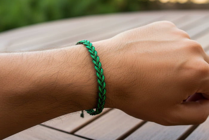 New Bracelet Green Cord Hemp Adjustable Size, view 3